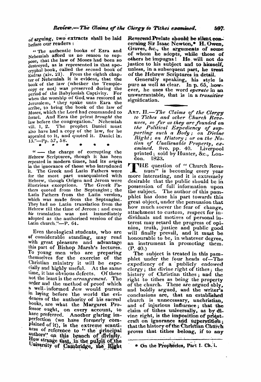 Monthly Repository (1806-1838) and Unitarian Chronicle (1832-1833): F Y, 1st edition - Untitled Article