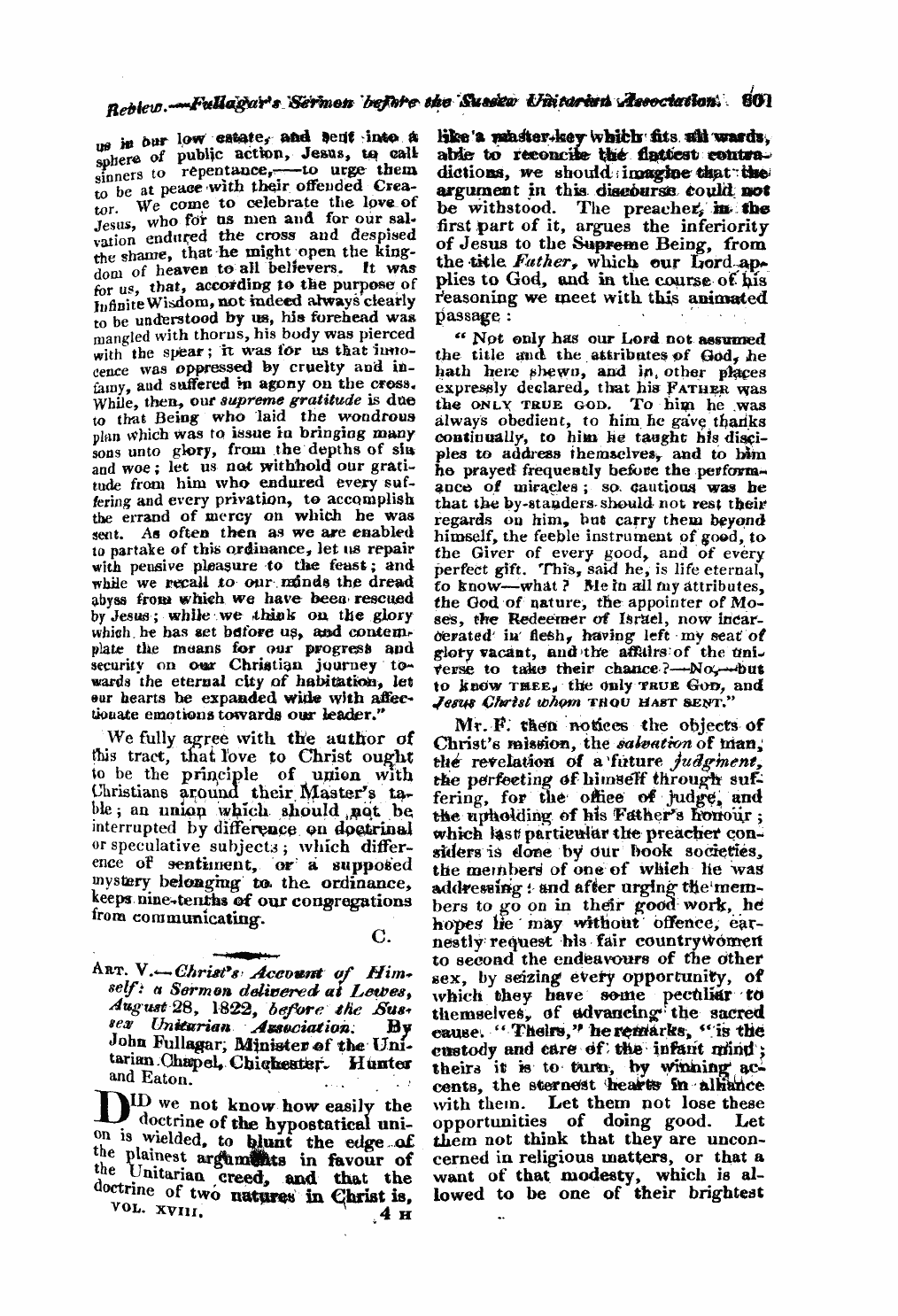 Monthly Repository (1806-1838) and Unitarian Chronicle (1832-1833): F Y, 1st edition - Untitled Article