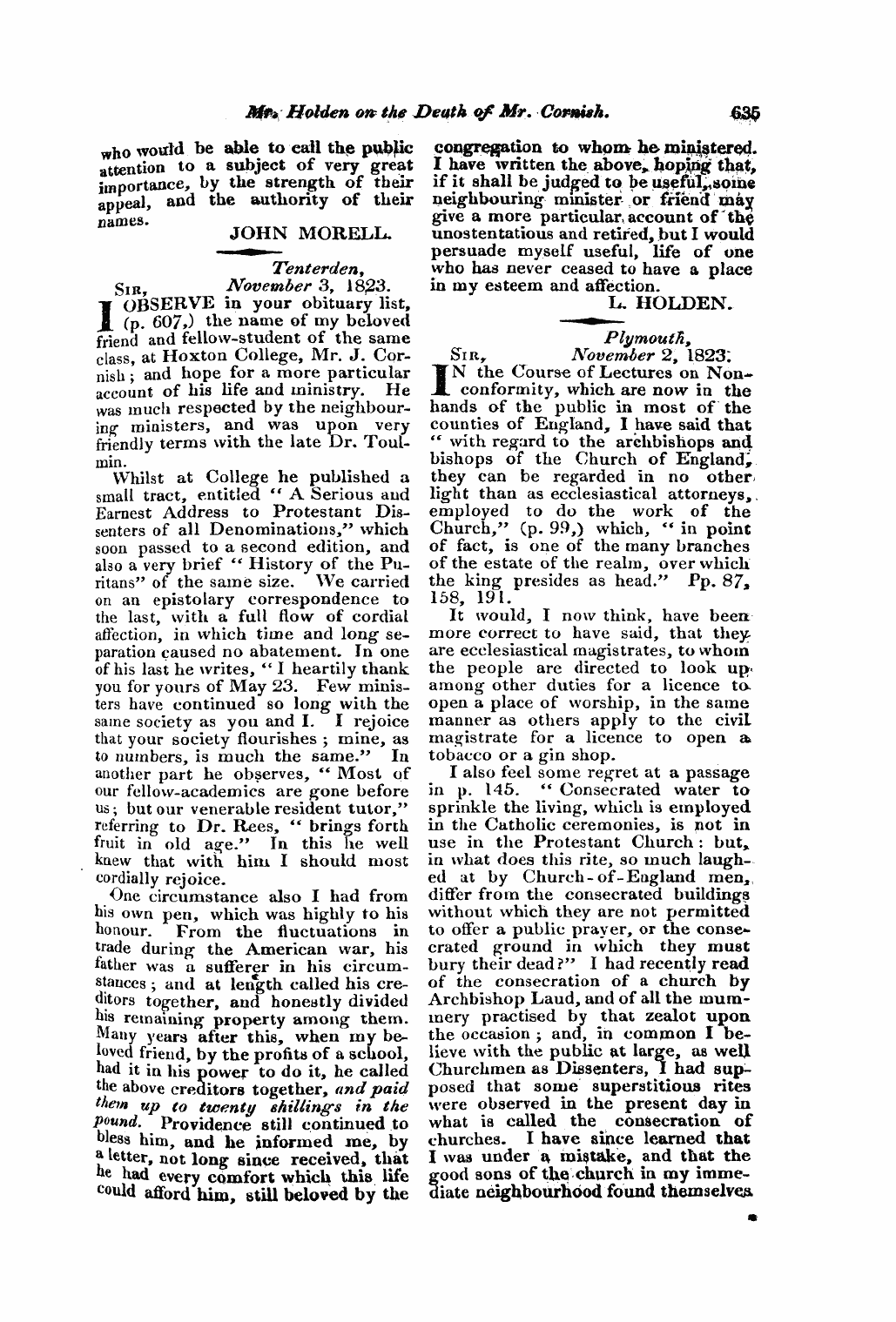 Monthly Repository (1806-1838) and Unitarian Chronicle (1832-1833): F Y, 1st edition - Untitled Article