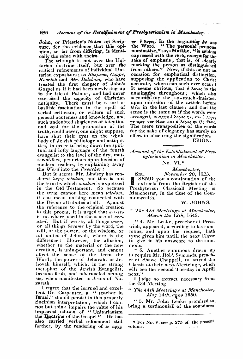 Monthly Repository (1806-1838) and Unitarian Chronicle (1832-1833): F Y, 1st edition - Untitled Article