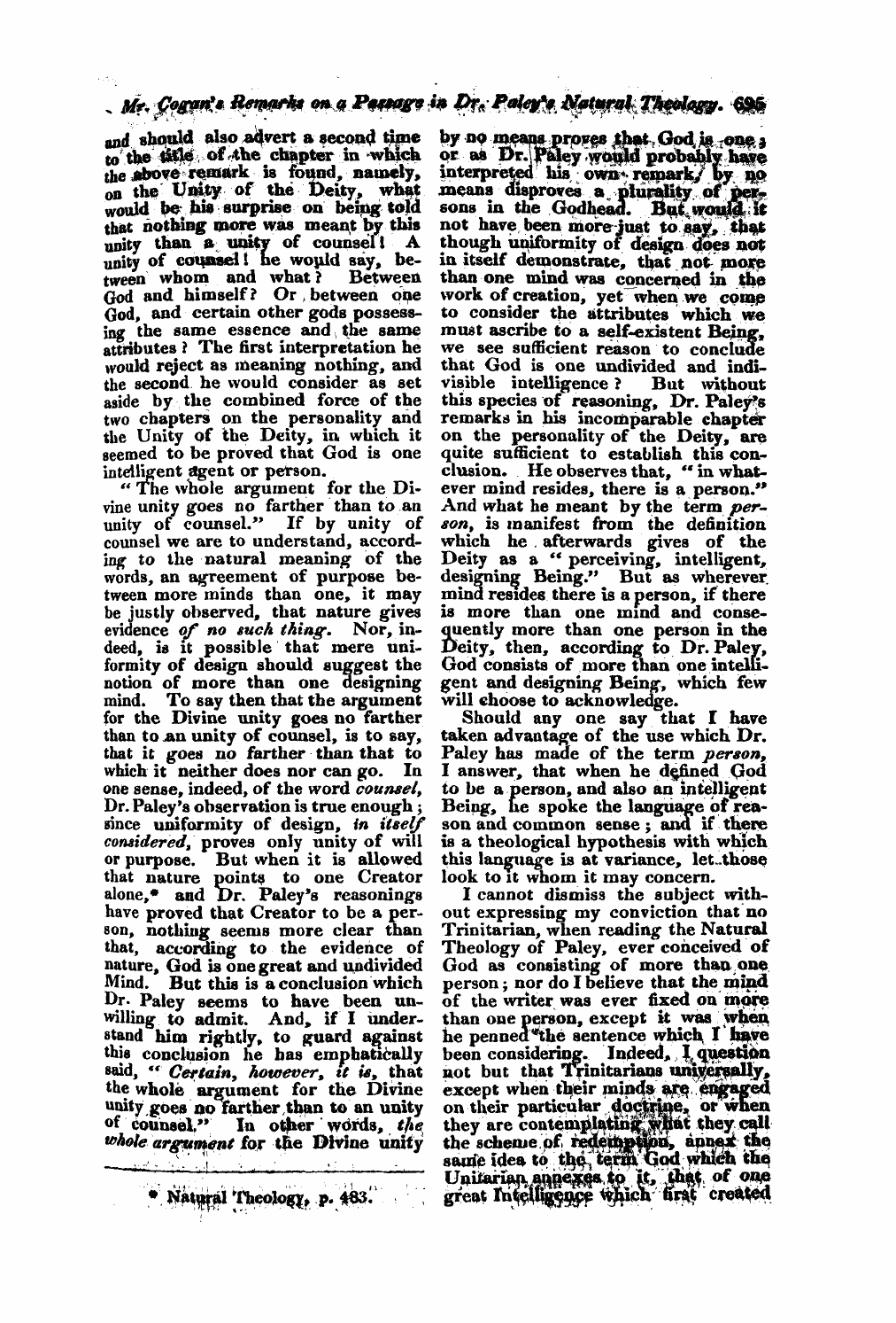 Monthly Repository (1806-1838) and Unitarian Chronicle (1832-1833): F Y, 1st edition - Untitled Article