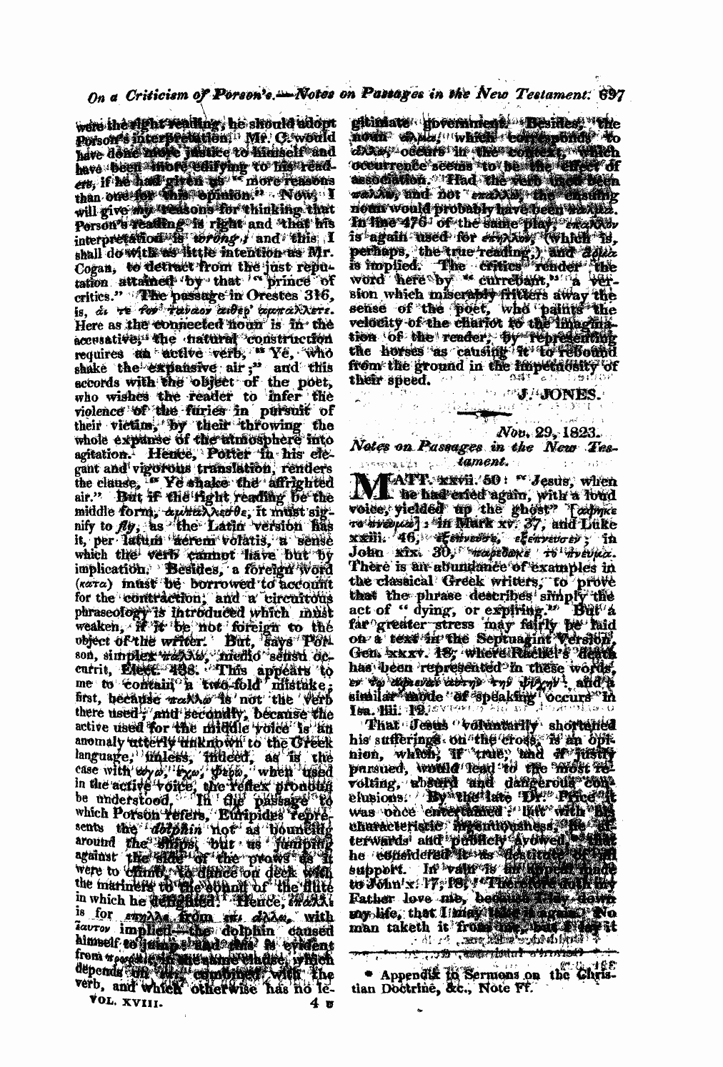 Monthly Repository (1806-1838) and Unitarian Chronicle (1832-1833): F Y, 1st edition - Untitled Article