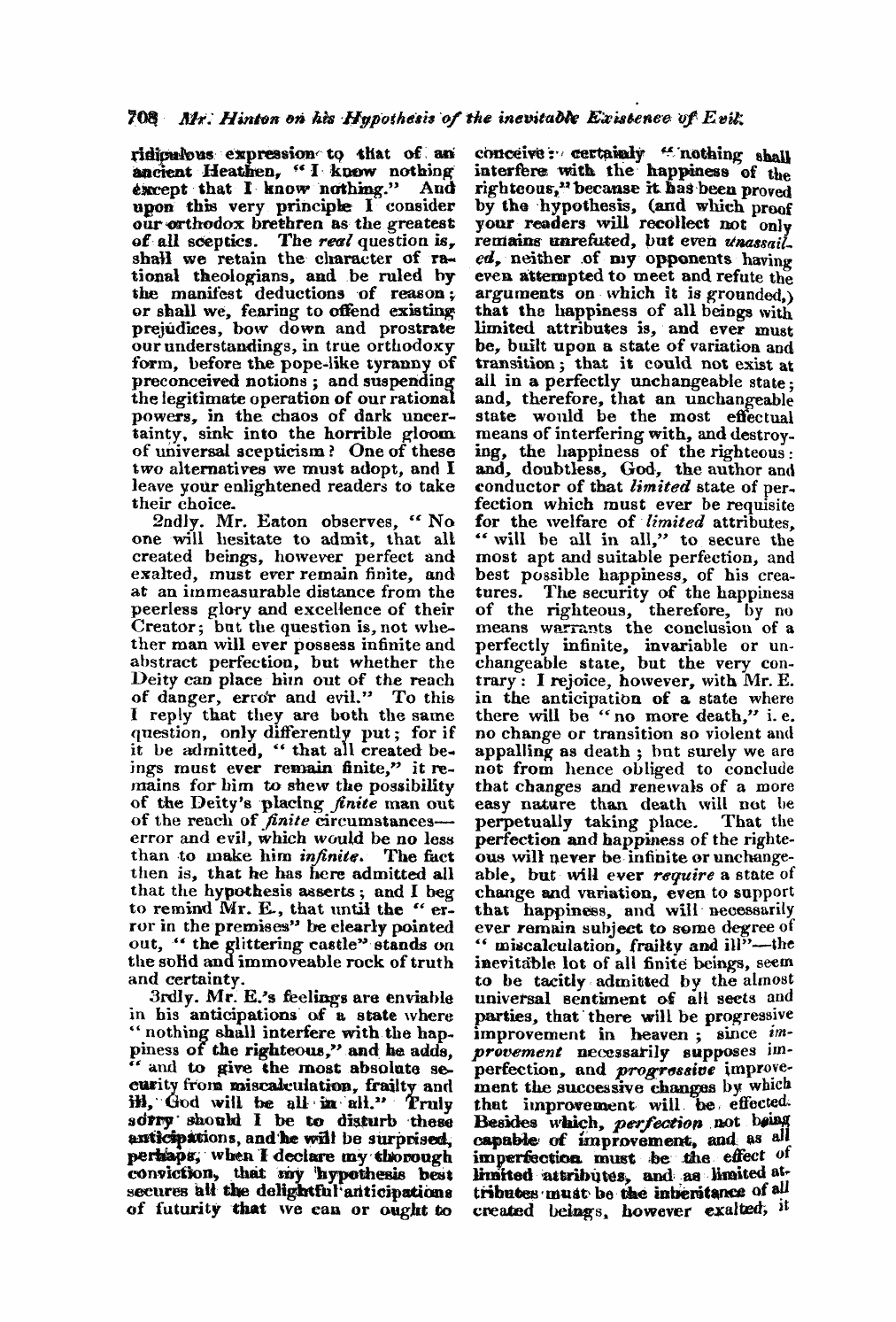 Monthly Repository (1806-1838) and Unitarian Chronicle (1832-1833): F Y, 1st edition - Untitled Article