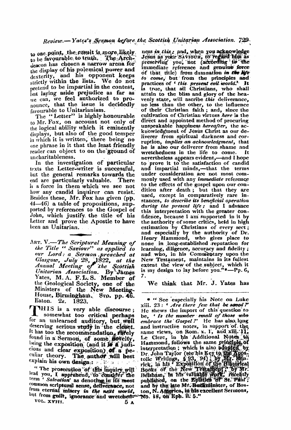 Monthly Repository (1806-1838) and Unitarian Chronicle (1832-1833): F Y, 1st edition - Untitled Article