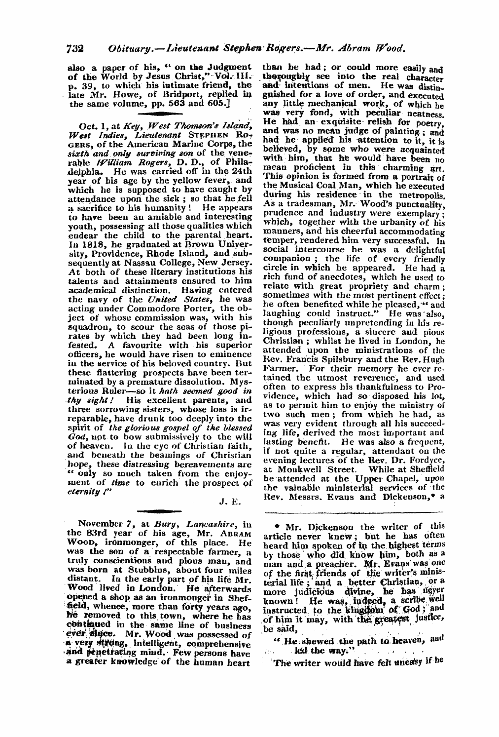 Monthly Repository (1806-1838) and Unitarian Chronicle (1832-1833): F Y, 1st edition - Untitled Article