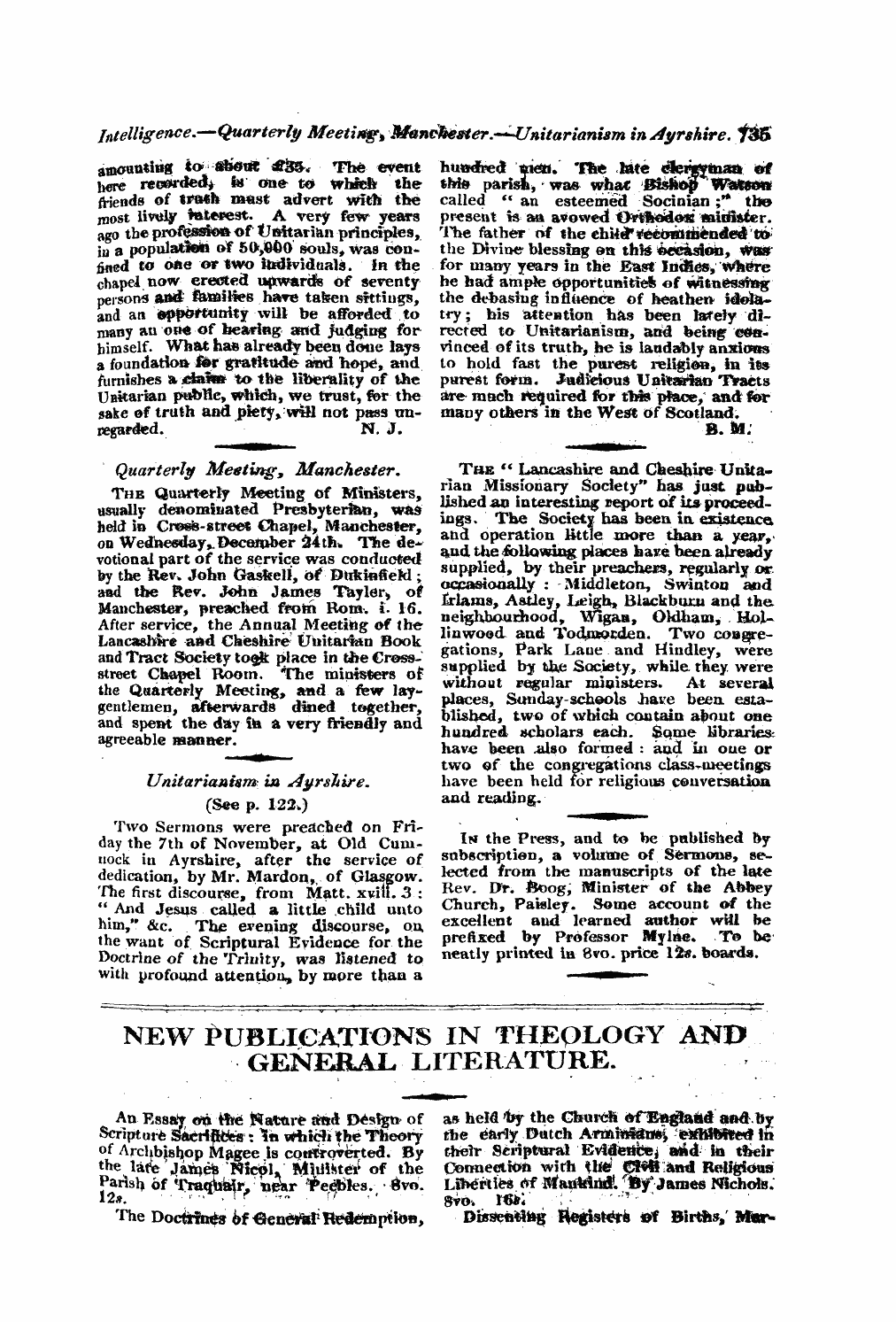 Monthly Repository (1806-1838) and Unitarian Chronicle (1832-1833): F Y, 1st edition: 55