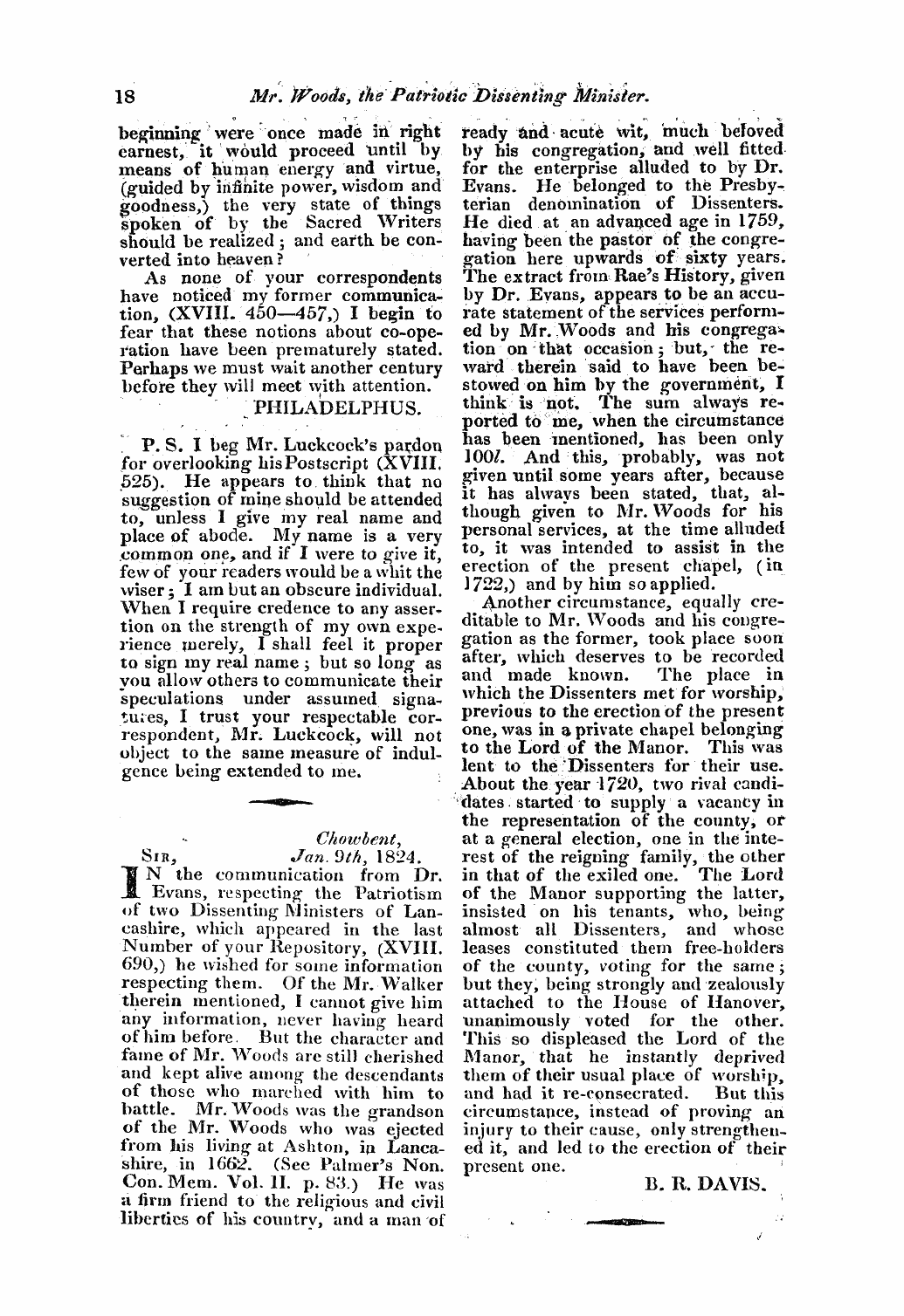 Monthly Repository (1806-1838) and Unitarian Chronicle (1832-1833): F Y, 1st edition - Untitled Article