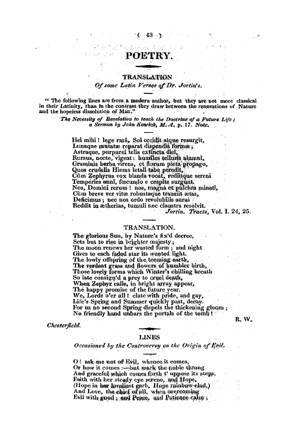 Monthly Repository (1806-1838) and Unitarian Chronicle (1832-1833): F Y, 1st edition - Untitled Article