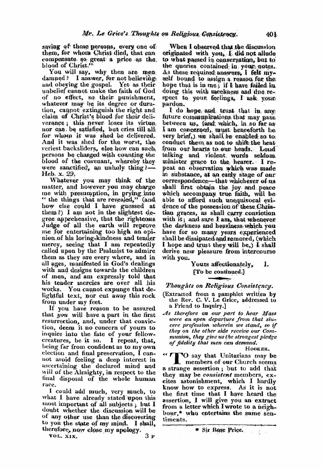 Monthly Repository (1806-1838) and Unitarian Chronicle (1832-1833): F Y, 1st edition - Untitled Article