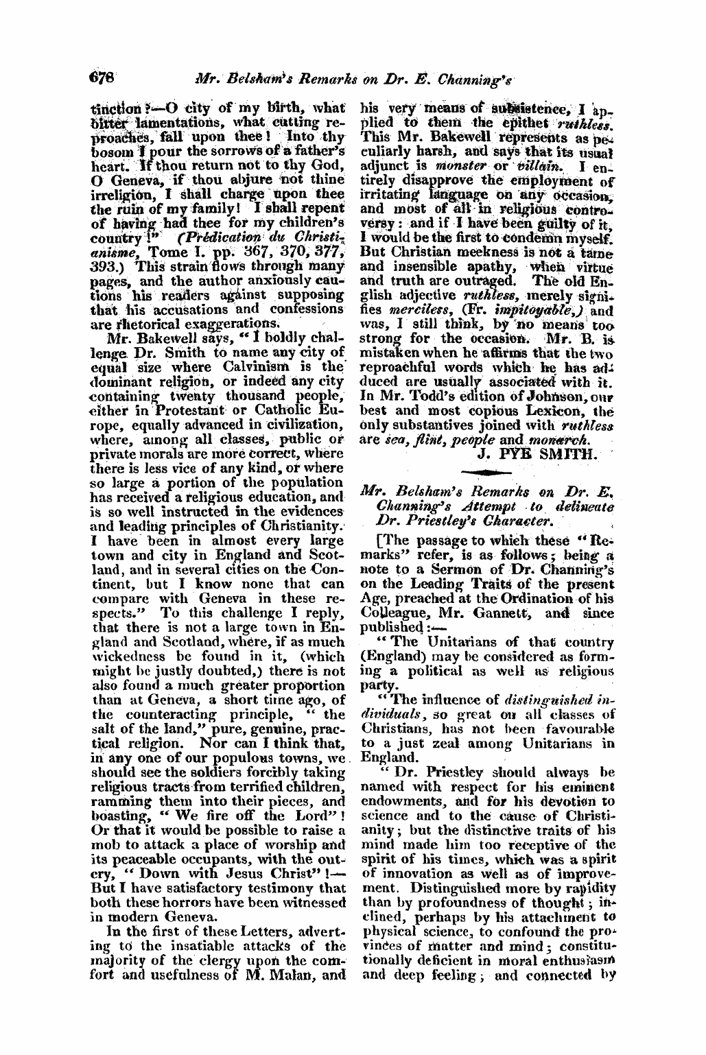 Monthly Repository (1806-1838) and Unitarian Chronicle (1832-1833): F Y, 1st edition - Untitled Article