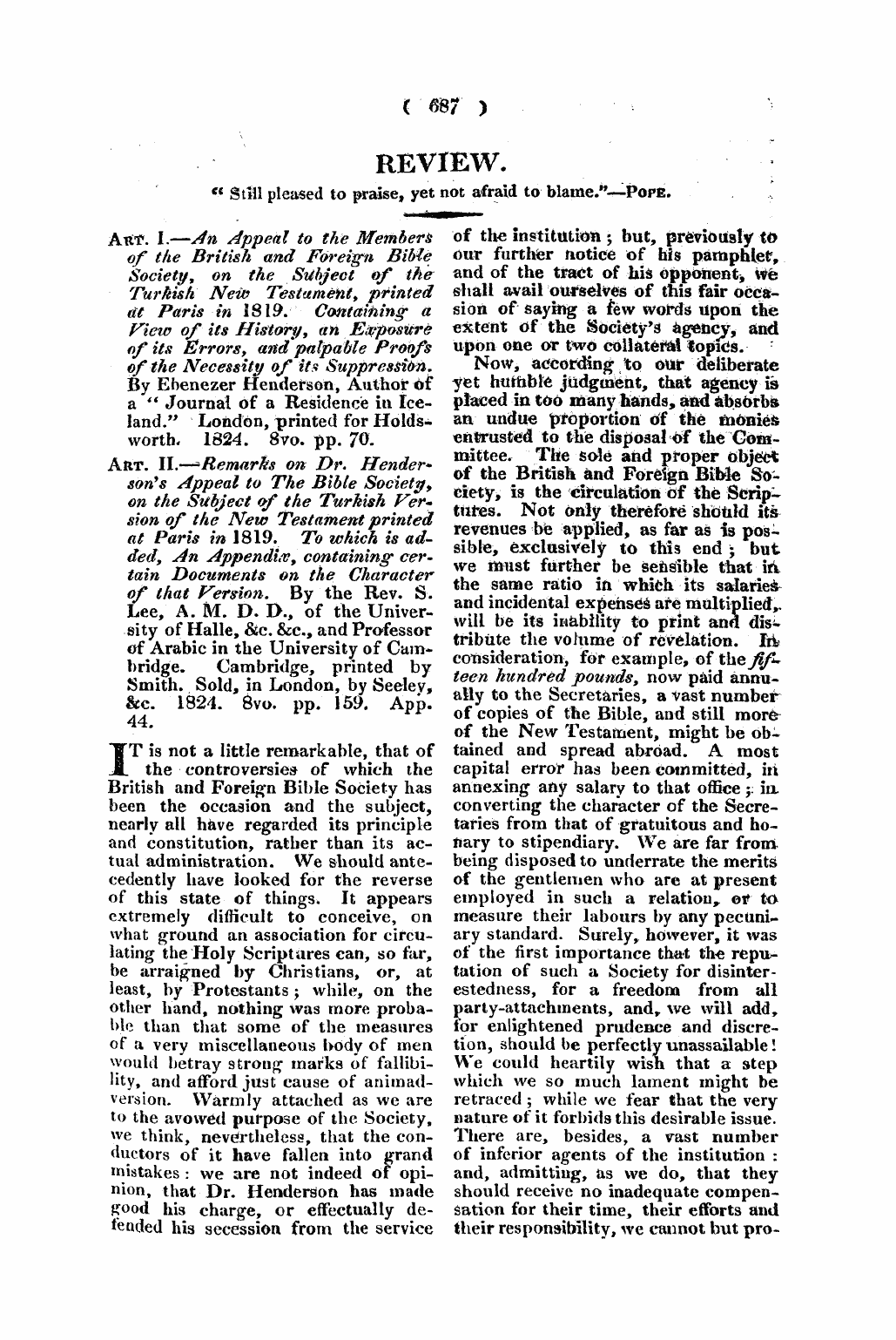 Monthly Repository (1806-1838) and Unitarian Chronicle (1832-1833): F Y, 1st edition - Untitled Article