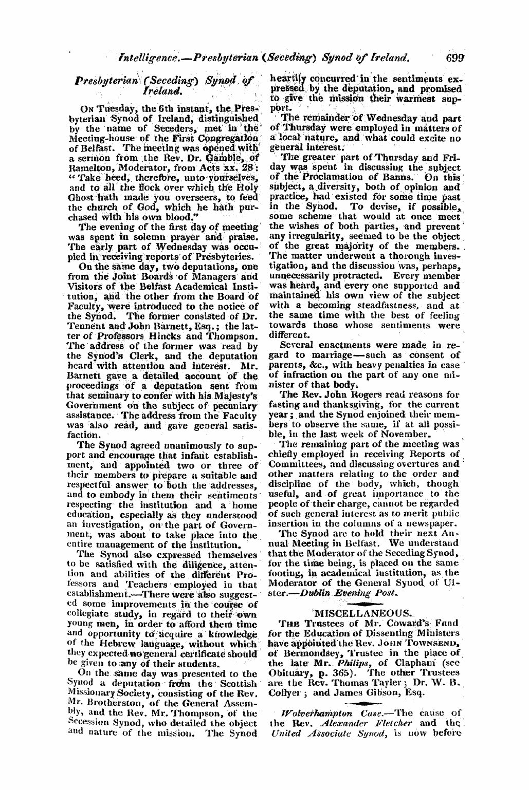 Monthly Repository (1806-1838) and Unitarian Chronicle (1832-1833): F Y, 1st edition - Untitled Article