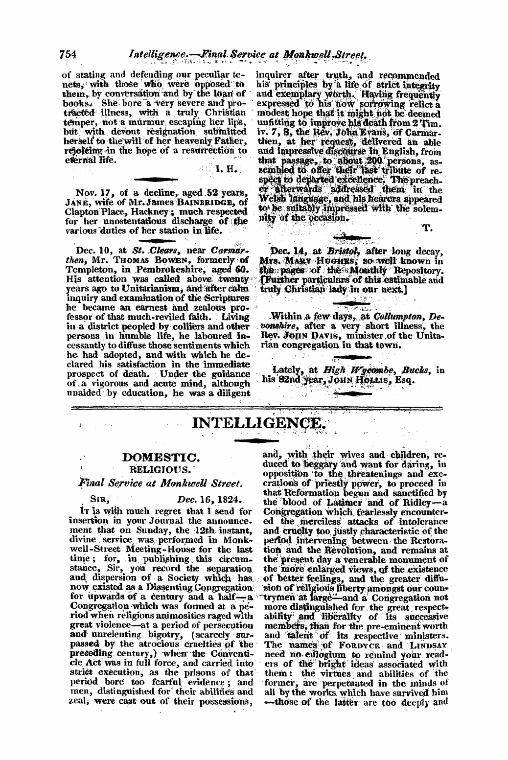 Monthly Repository (1806-1838) and Unitarian Chronicle (1832-1833): F Y, 1st edition - Untitled Article