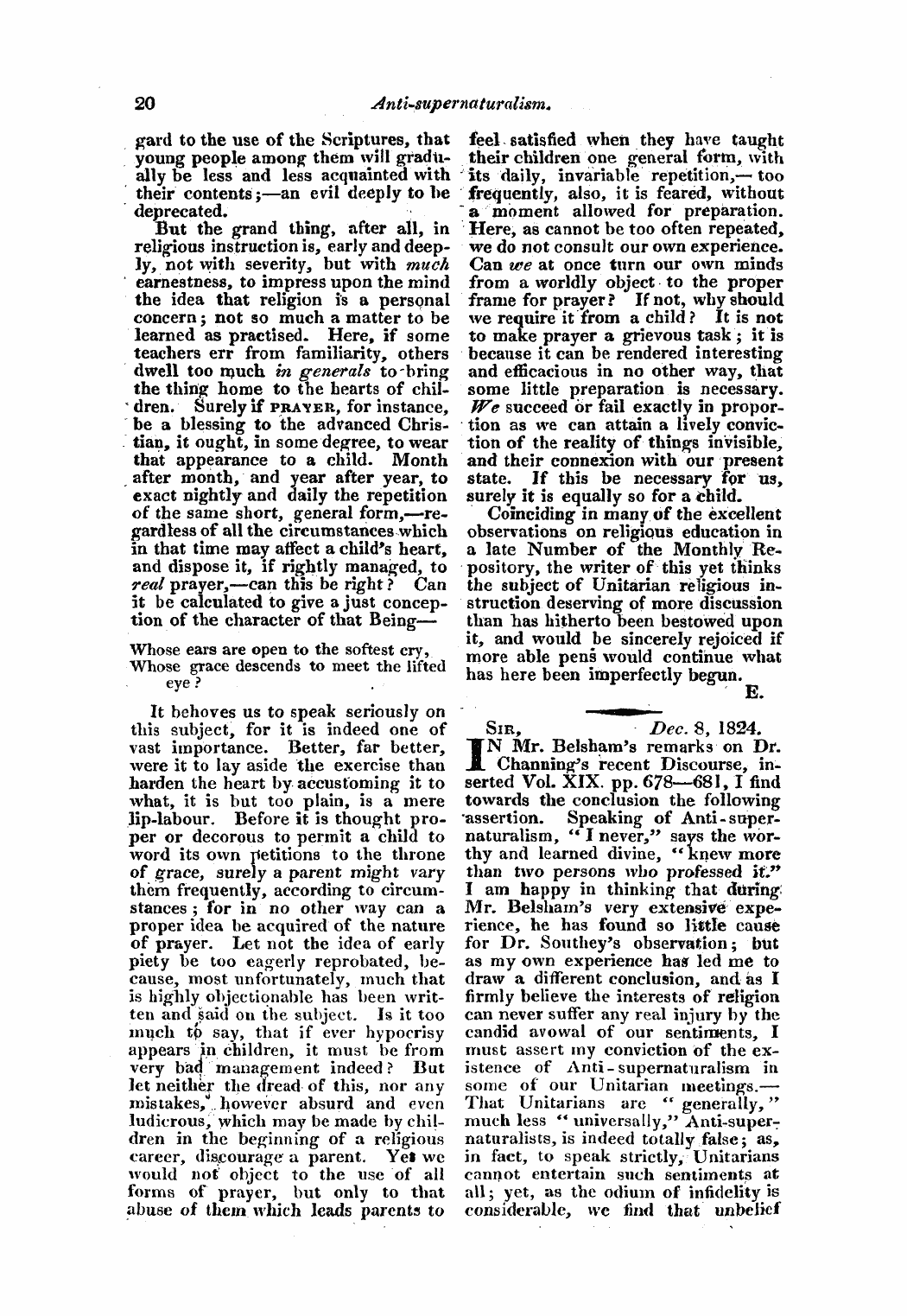 Monthly Repository (1806-1838) and Unitarian Chronicle (1832-1833): F Y, 1st edition: 20