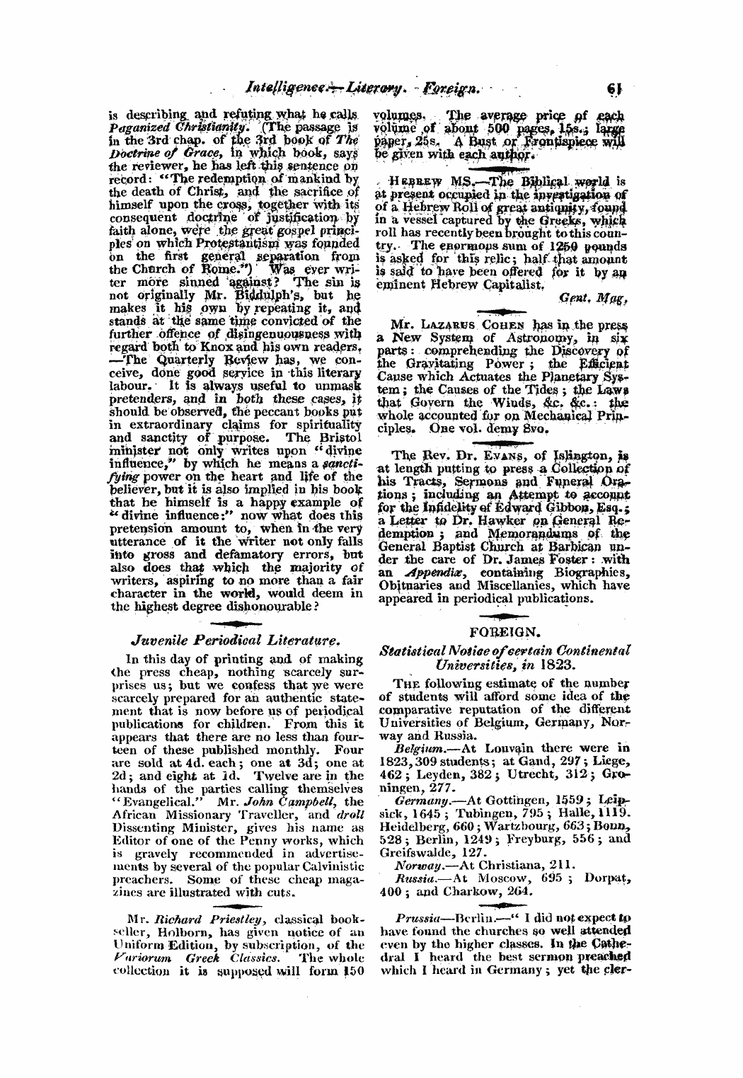 Monthly Repository (1806-1838) and Unitarian Chronicle (1832-1833): F Y, 1st edition - Untitled Article