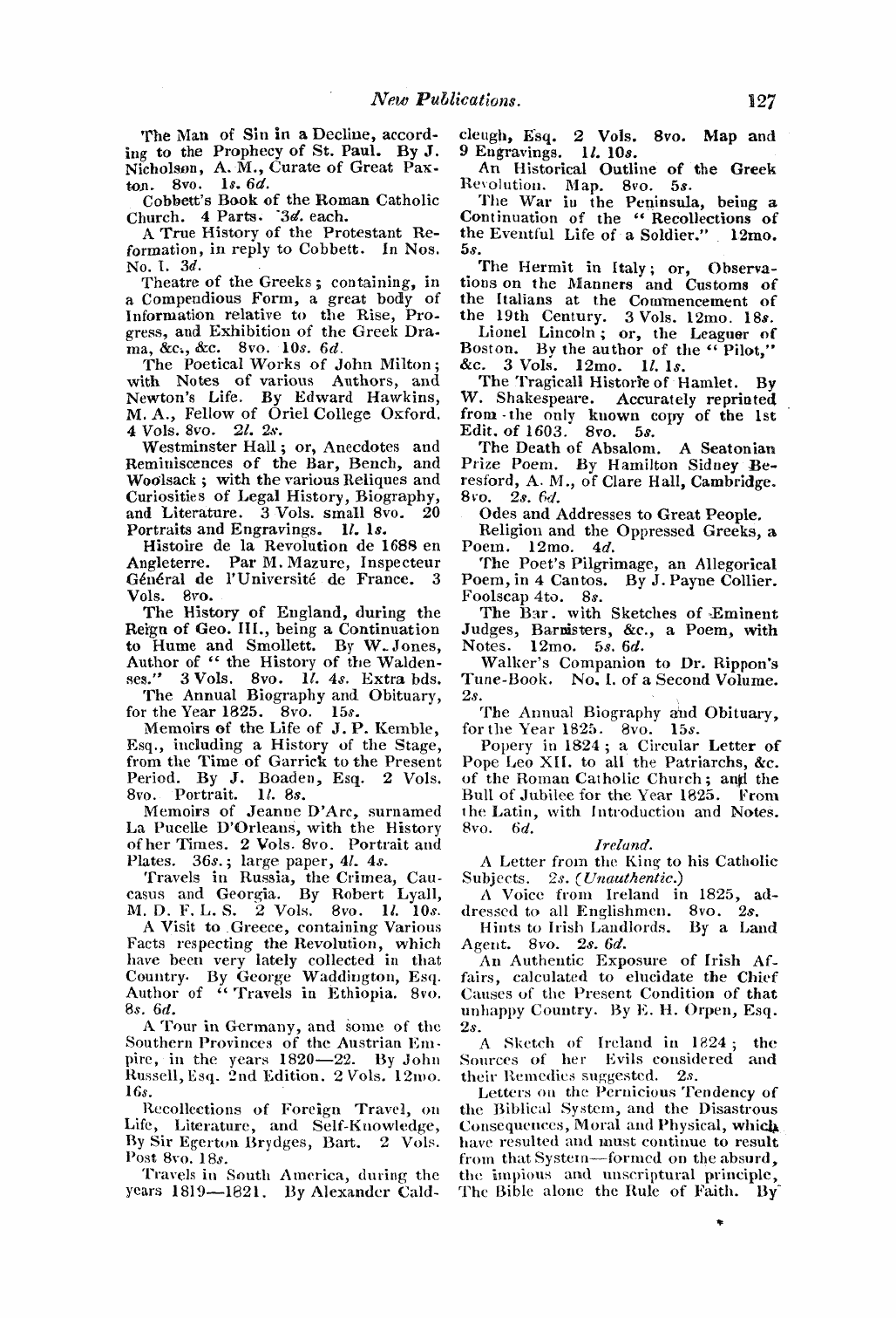 Monthly Repository (1806-1838) and Unitarian Chronicle (1832-1833): F Y, 1st edition: 63