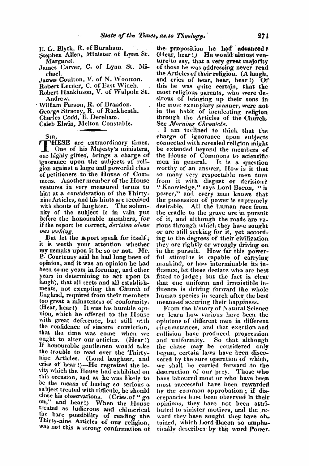 Monthly Repository (1806-1838) and Unitarian Chronicle (1832-1833): F Y, 1st edition - Untitled Article