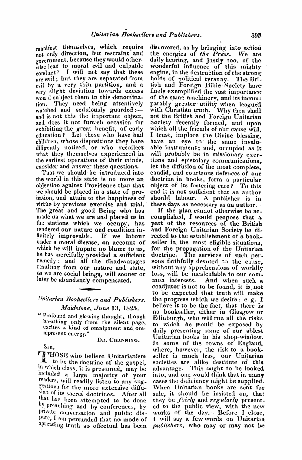 Monthly Repository (1806-1838) and Unitarian Chronicle (1832-1833): F Y, 1st edition - Untitled Article