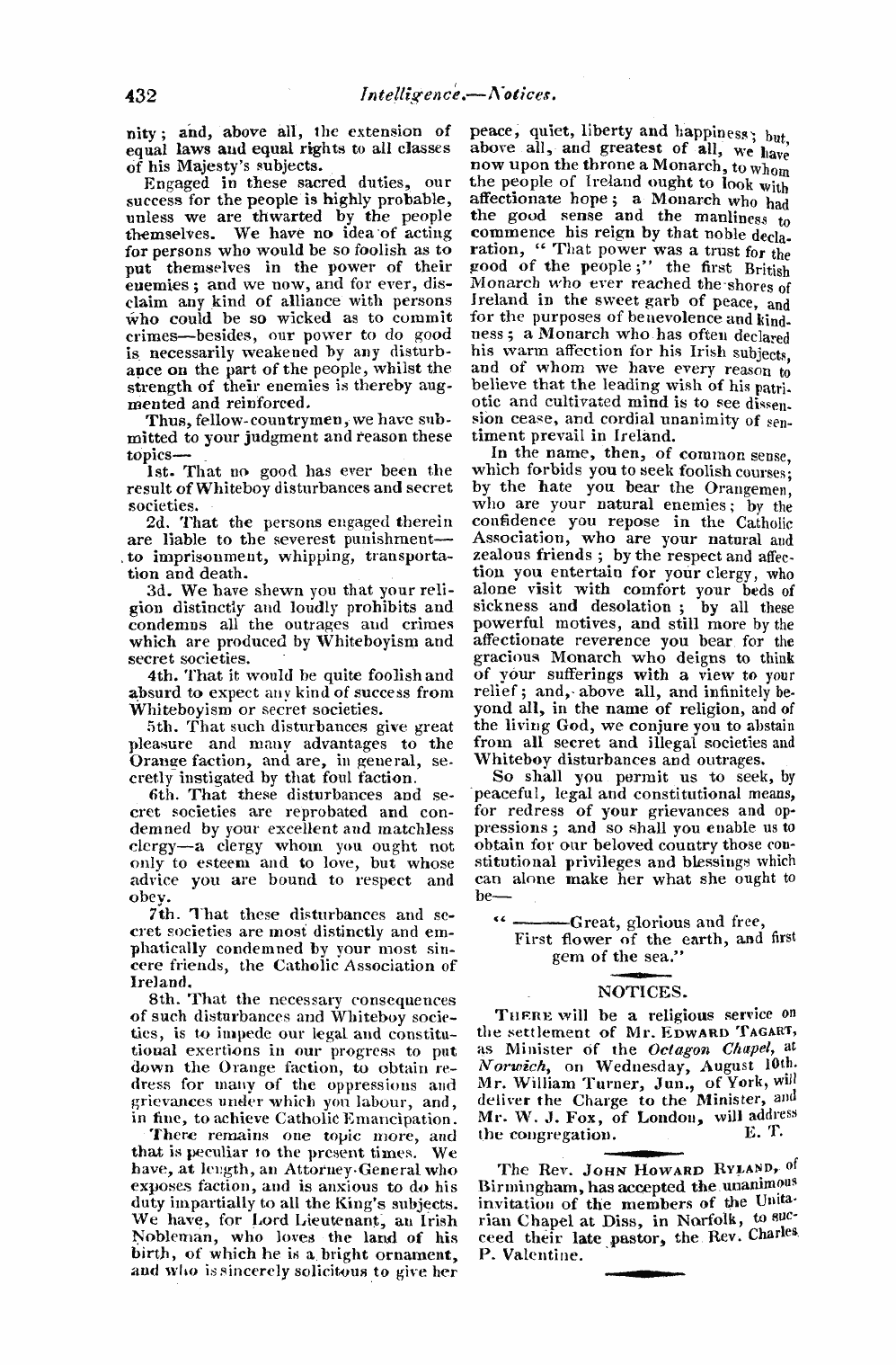 Monthly Repository (1806-1838) and Unitarian Chronicle (1832-1833): F Y, 1st edition - Untitled Article