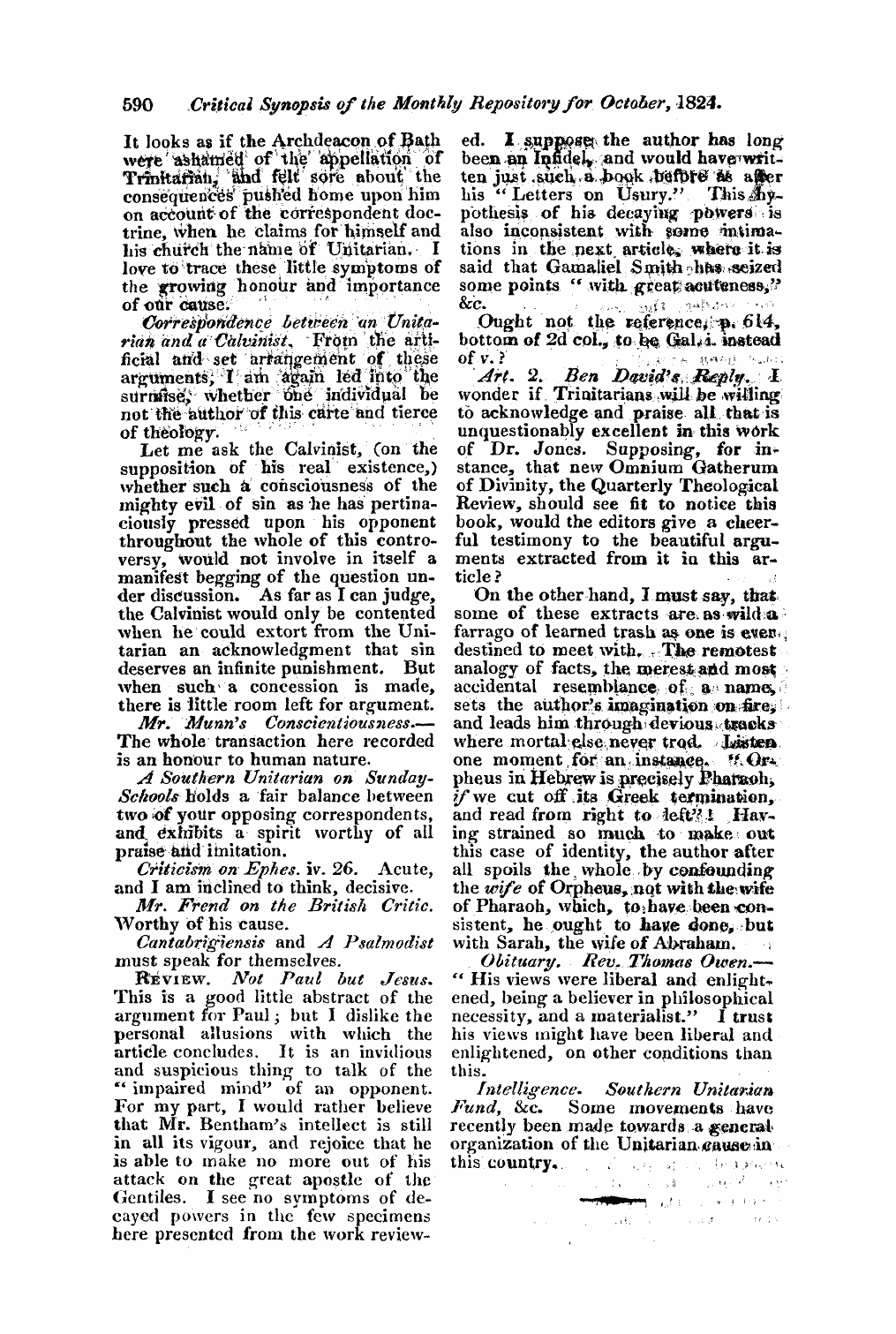 Monthly Repository (1806-1838) and Unitarian Chronicle (1832-1833): F Y, 1st edition - Untitled Article