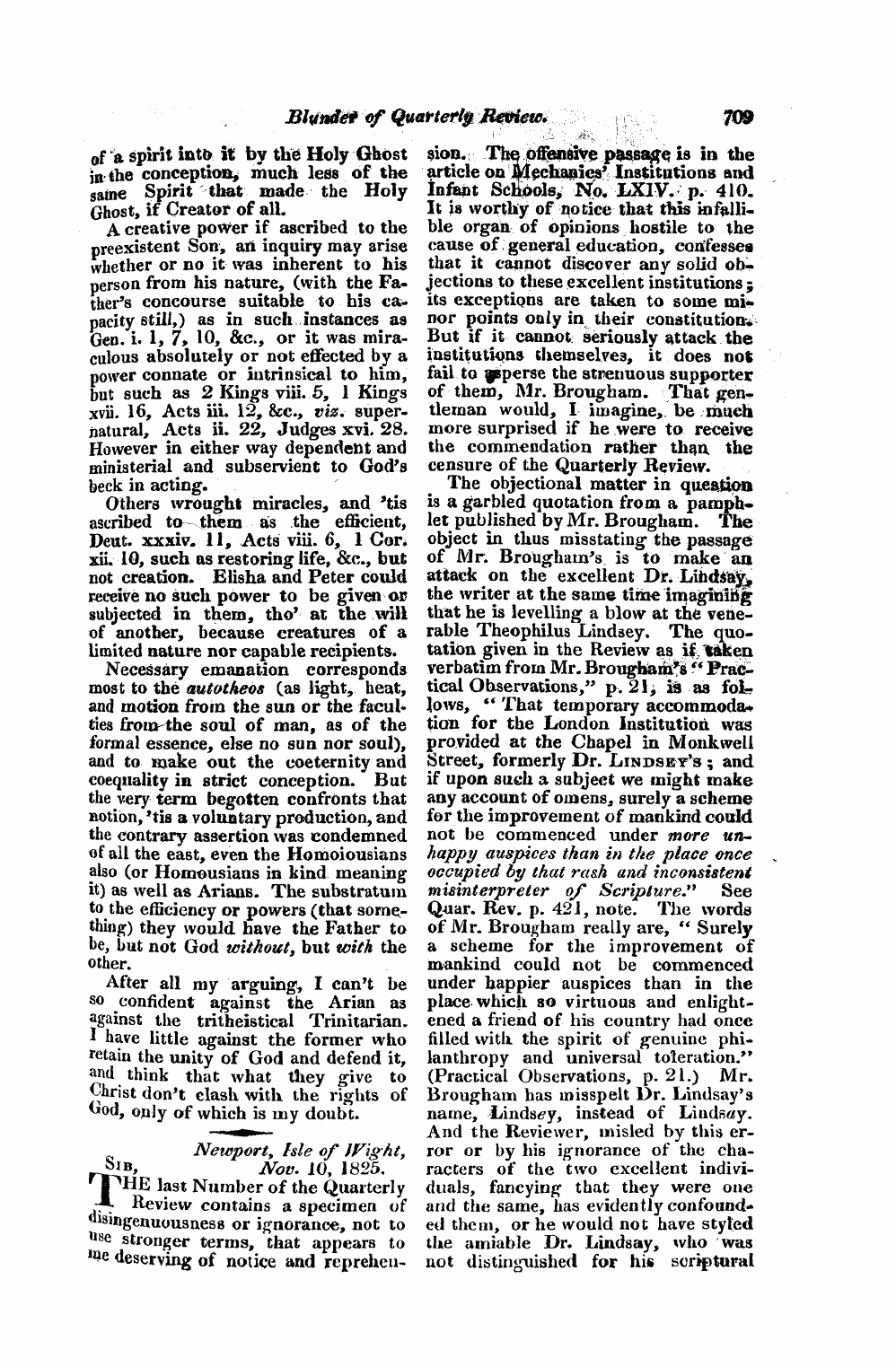 Monthly Repository (1806-1838) and Unitarian Chronicle (1832-1833): F Y, 1st edition - Untitled Article