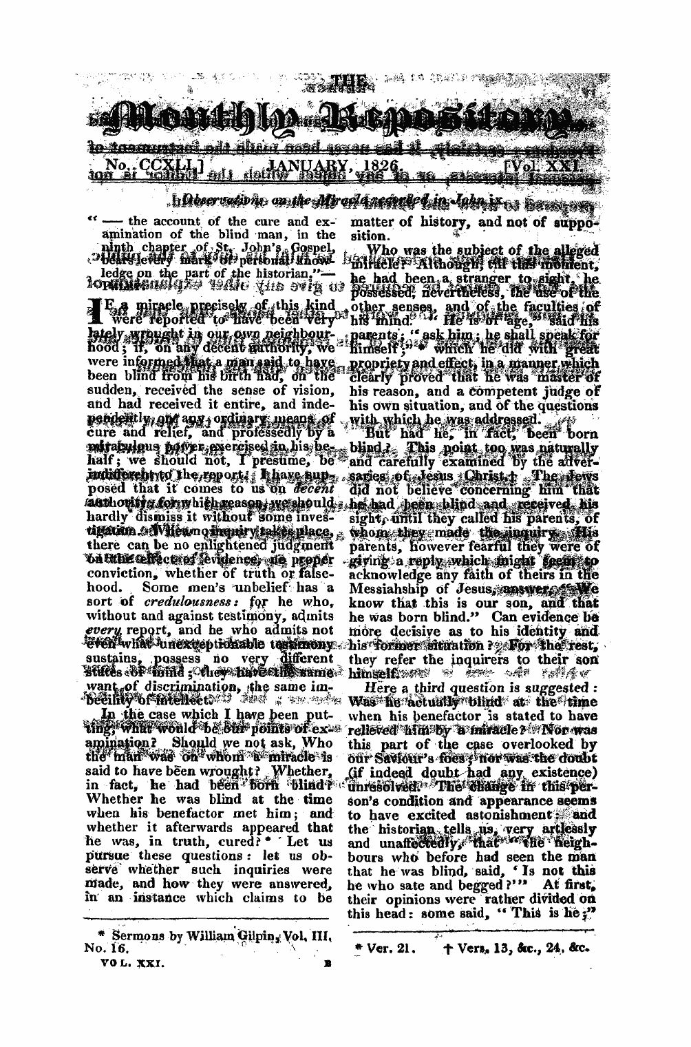 Monthly Repository (1806-1838) and Unitarian Chronicle (1832-1833): F Y, 1st edition - Untitled Article