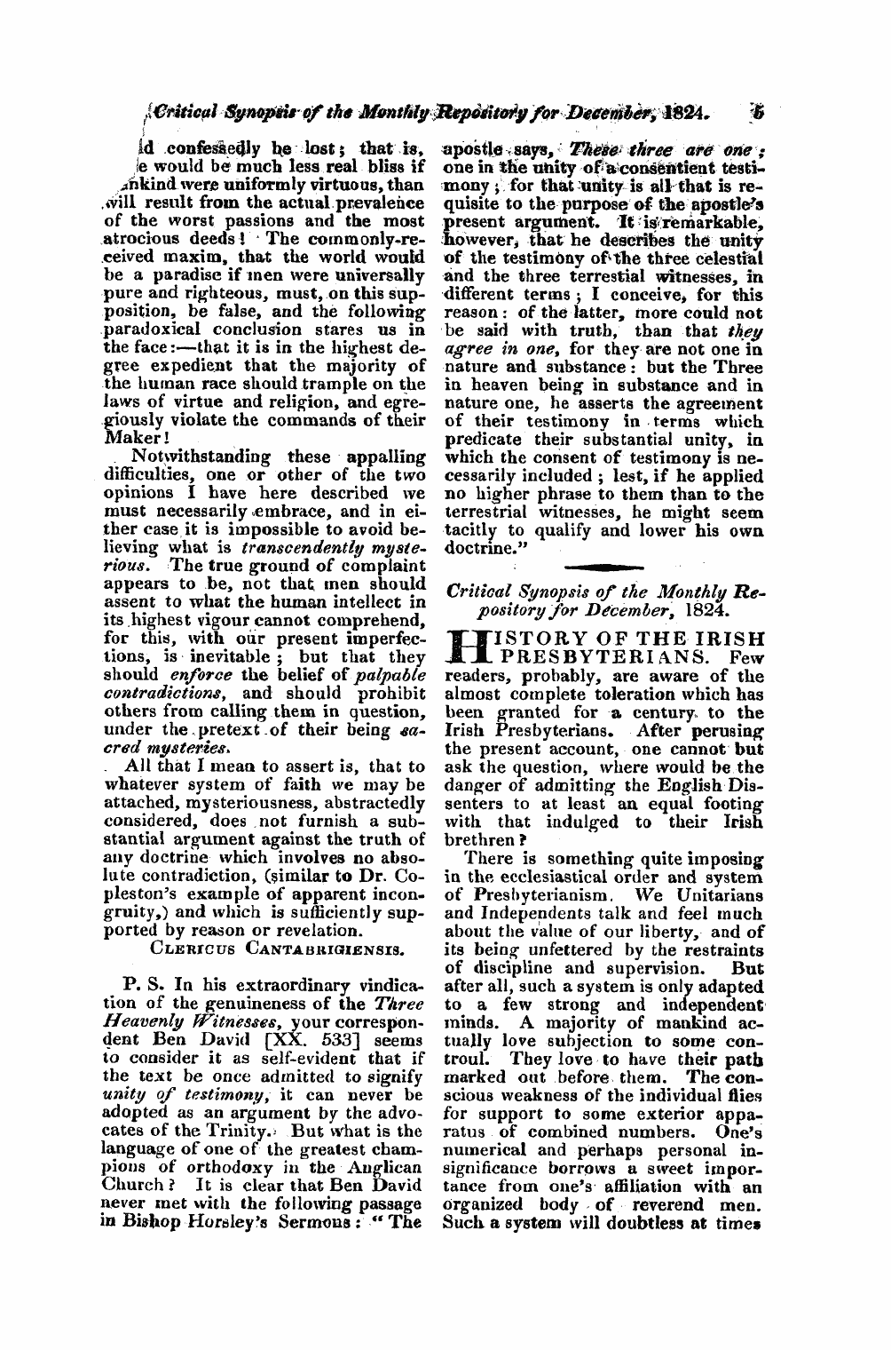 Monthly Repository (1806-1838) and Unitarian Chronicle (1832-1833): F Y, 1st edition: 5