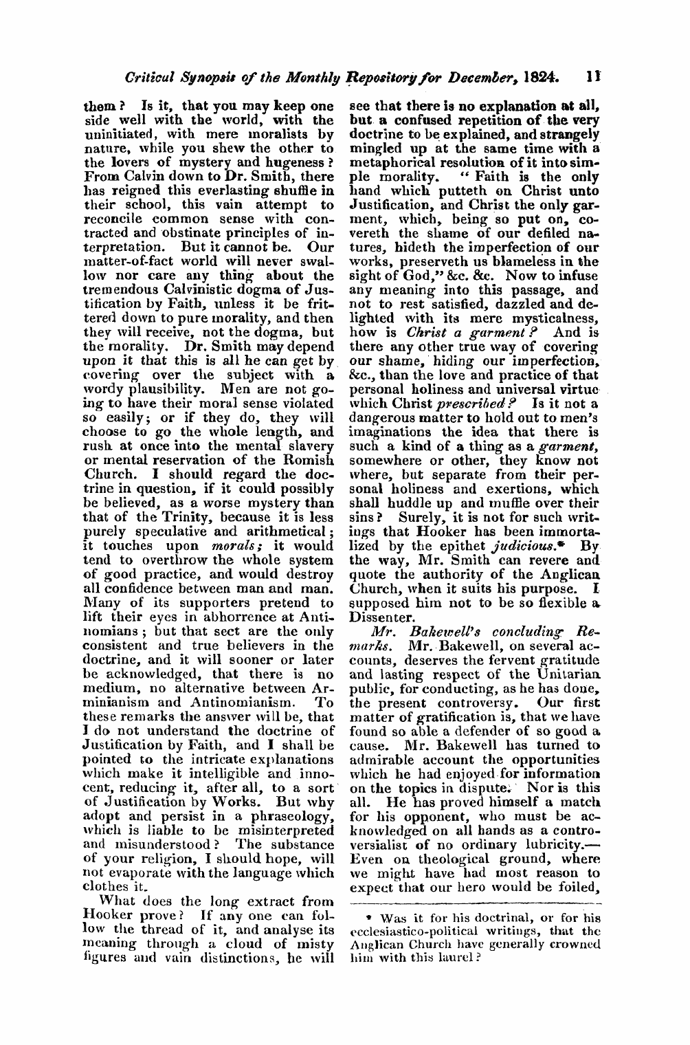 Monthly Repository (1806-1838) and Unitarian Chronicle (1832-1833): F Y, 1st edition: 11