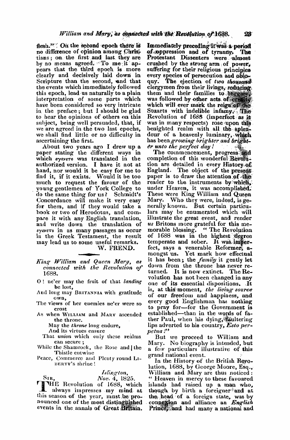 Monthly Repository (1806-1838) and Unitarian Chronicle (1832-1833): F Y, 1st edition: 23