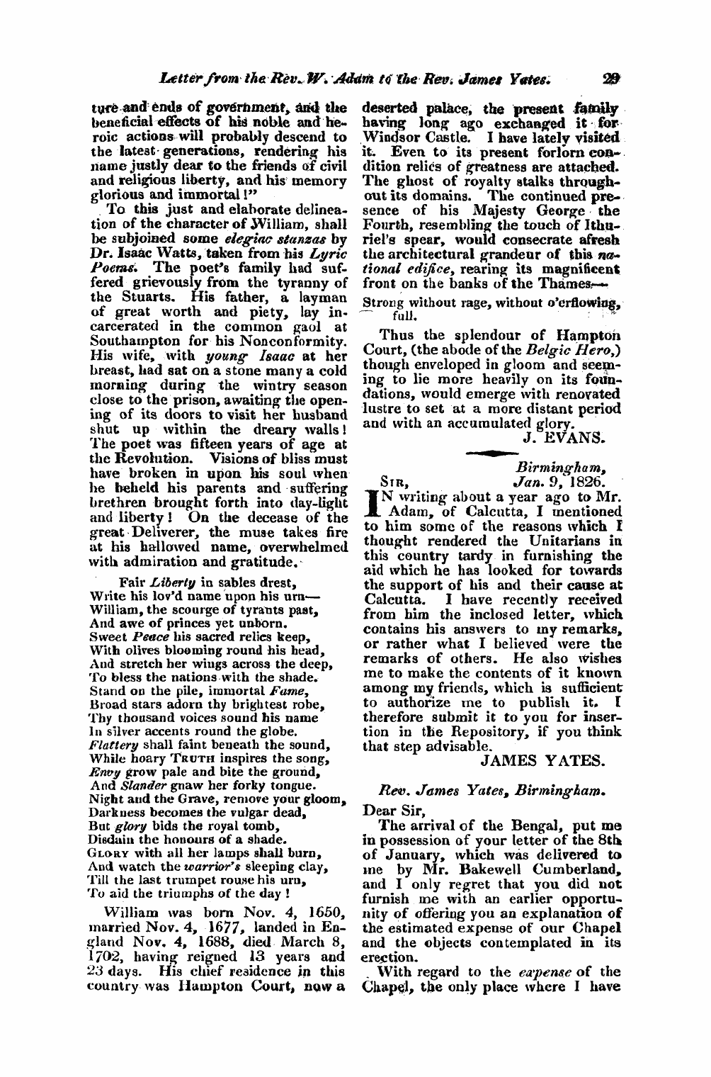 Monthly Repository (1806-1838) and Unitarian Chronicle (1832-1833): F Y, 1st edition - Untitled Article