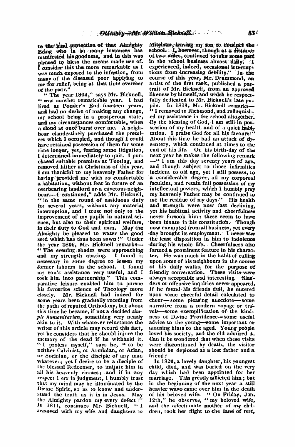 Monthly Repository (1806-1838) and Unitarian Chronicle (1832-1833): F Y, 1st edition: 53