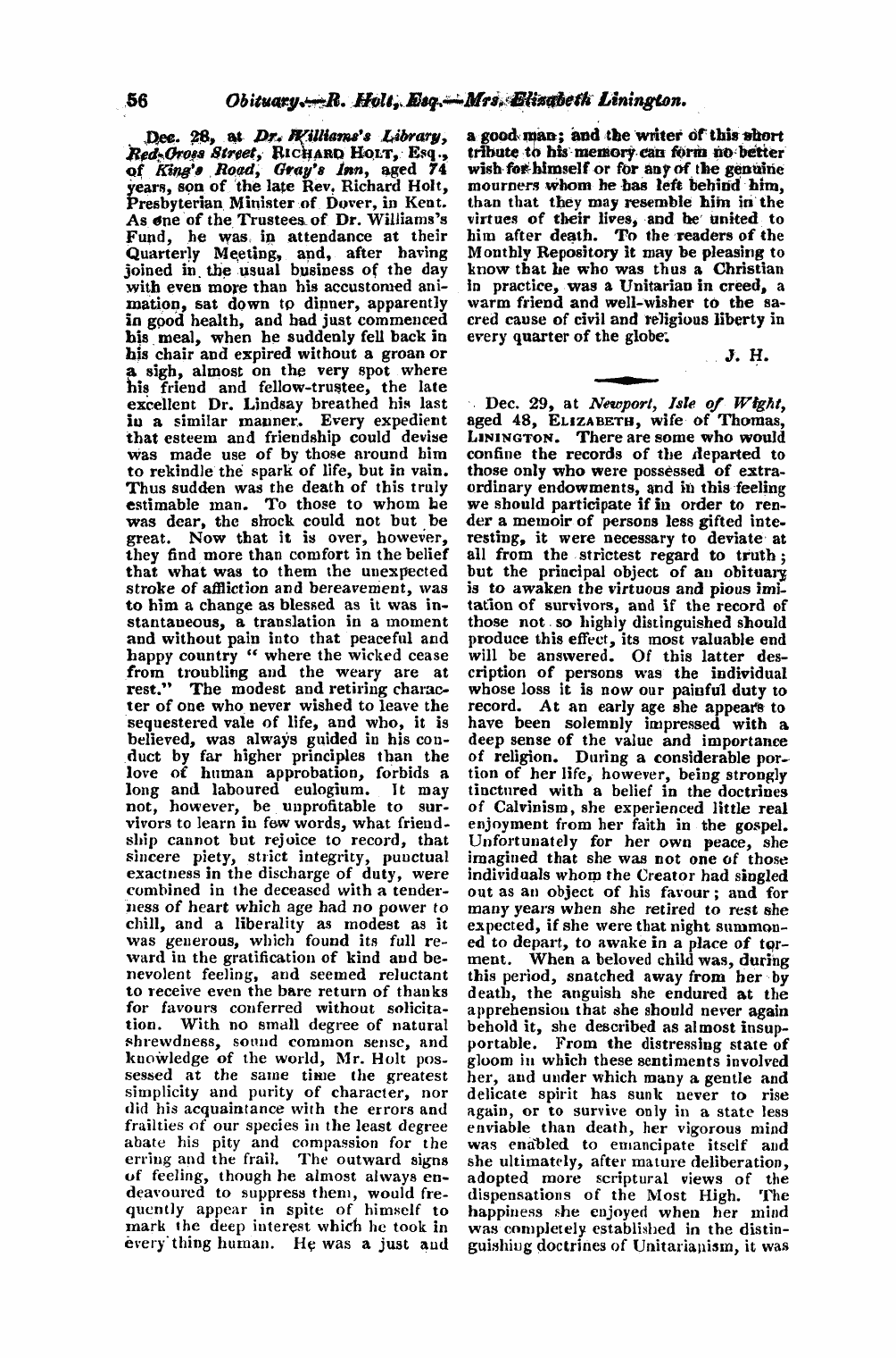 Monthly Repository (1806-1838) and Unitarian Chronicle (1832-1833): F Y, 1st edition - Untitled Article