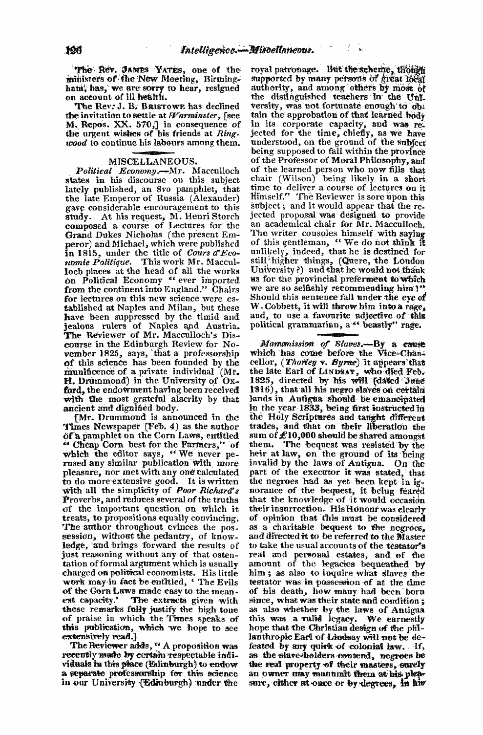 Monthly Repository (1806-1838) and Unitarian Chronicle (1832-1833): F Y, 1st edition - Untitled Article