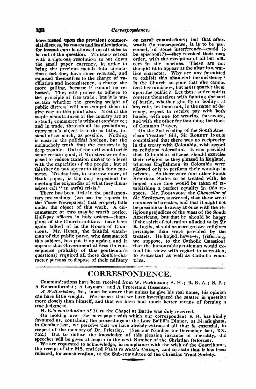Monthly Repository (1806-1838) and Unitarian Chronicle (1832-1833): F Y, 1st edition - Correspondence.