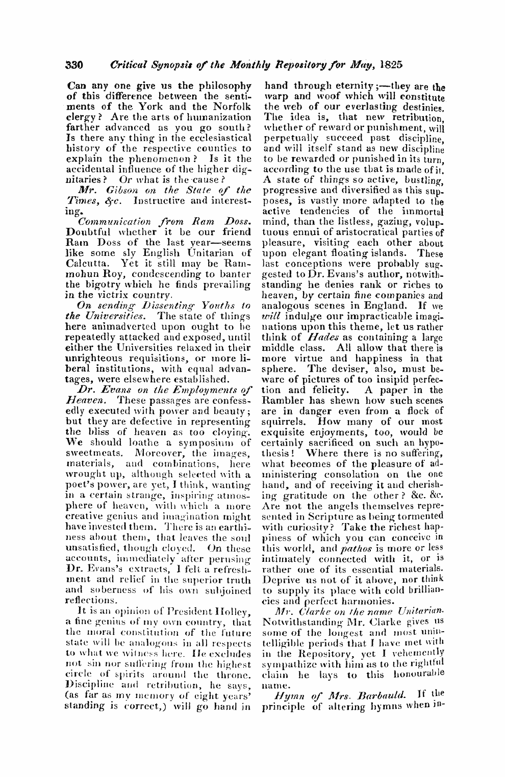 Monthly Repository (1806-1838) and Unitarian Chronicle (1832-1833): F Y, 1st edition - Untitled Article