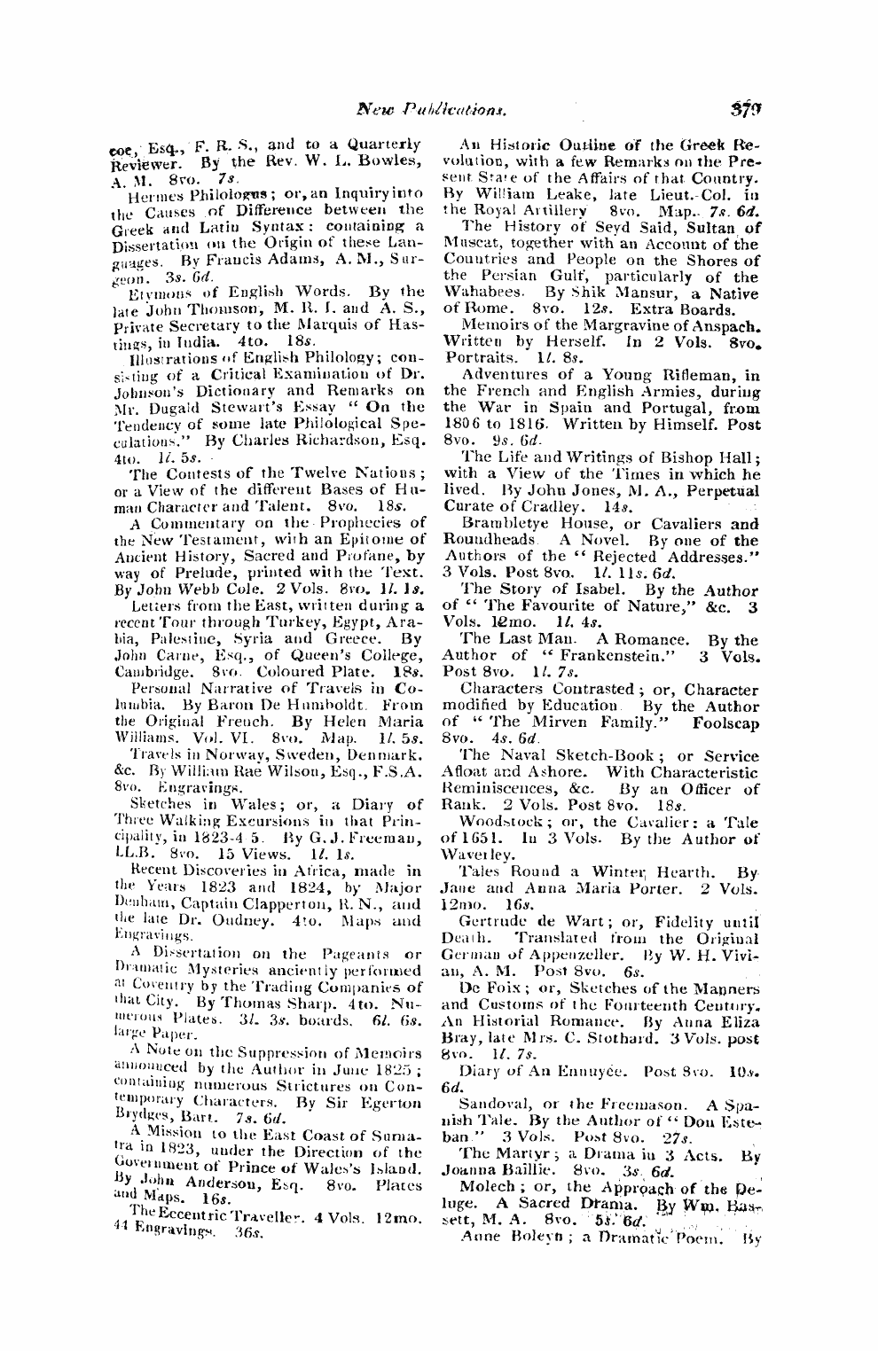 Monthly Repository (1806-1838) and Unitarian Chronicle (1832-1833): F Y, 1st edition - Untitled Article