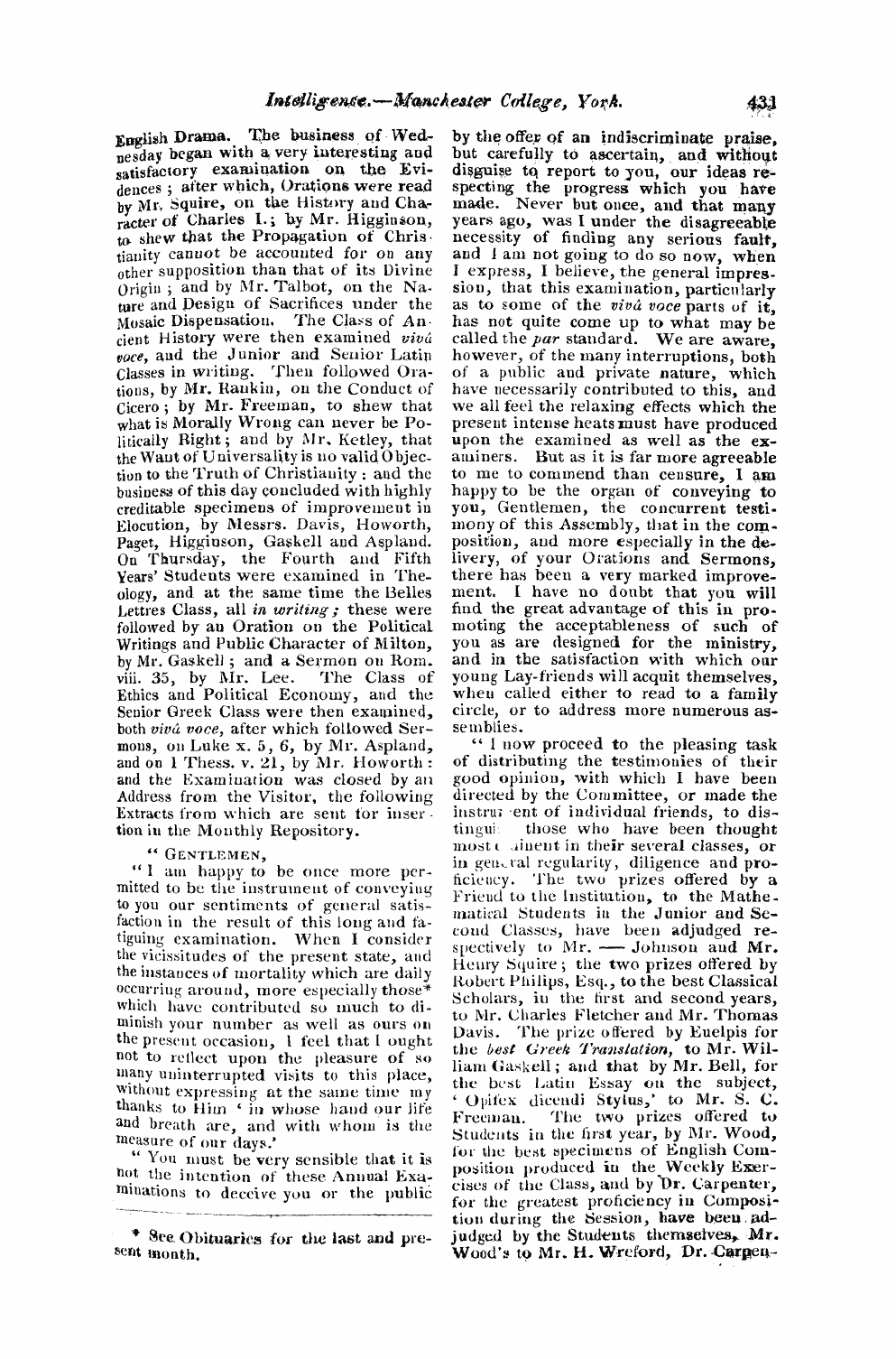 Monthly Repository (1806-1838) and Unitarian Chronicle (1832-1833): F Y, 1st edition: 51