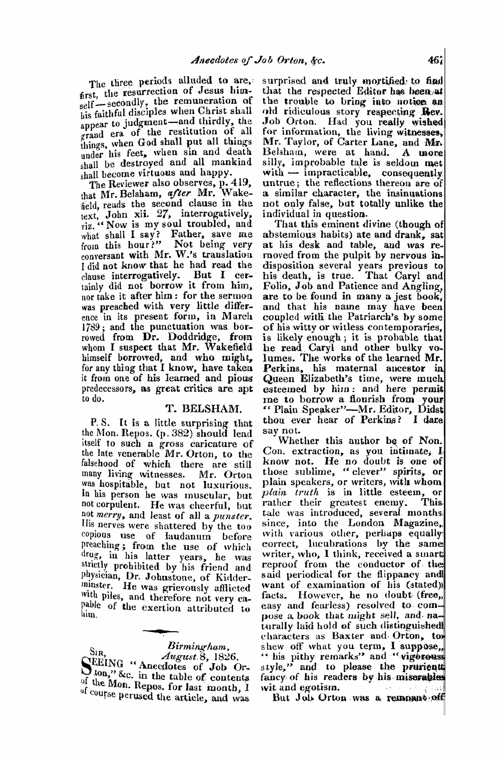 Monthly Repository (1806-1838) and Unitarian Chronicle (1832-1833): F Y, 1st edition - Untitled Article