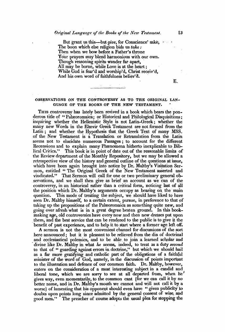 Monthly Repository (1806-1838) and Unitarian Chronicle (1832-1833): F Y, 1st edition - Untitled Article