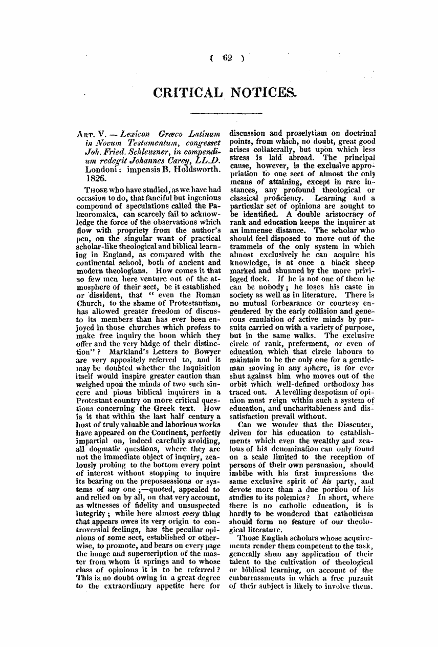 Monthly Repository (1806-1838) and Unitarian Chronicle (1832-1833): F Y, 1st edition - Critical Notices.