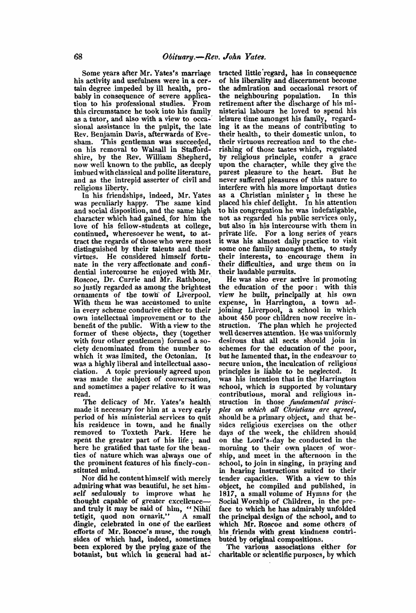 Monthly Repository (1806-1838) and Unitarian Chronicle (1832-1833): F Y, 1st edition: 68