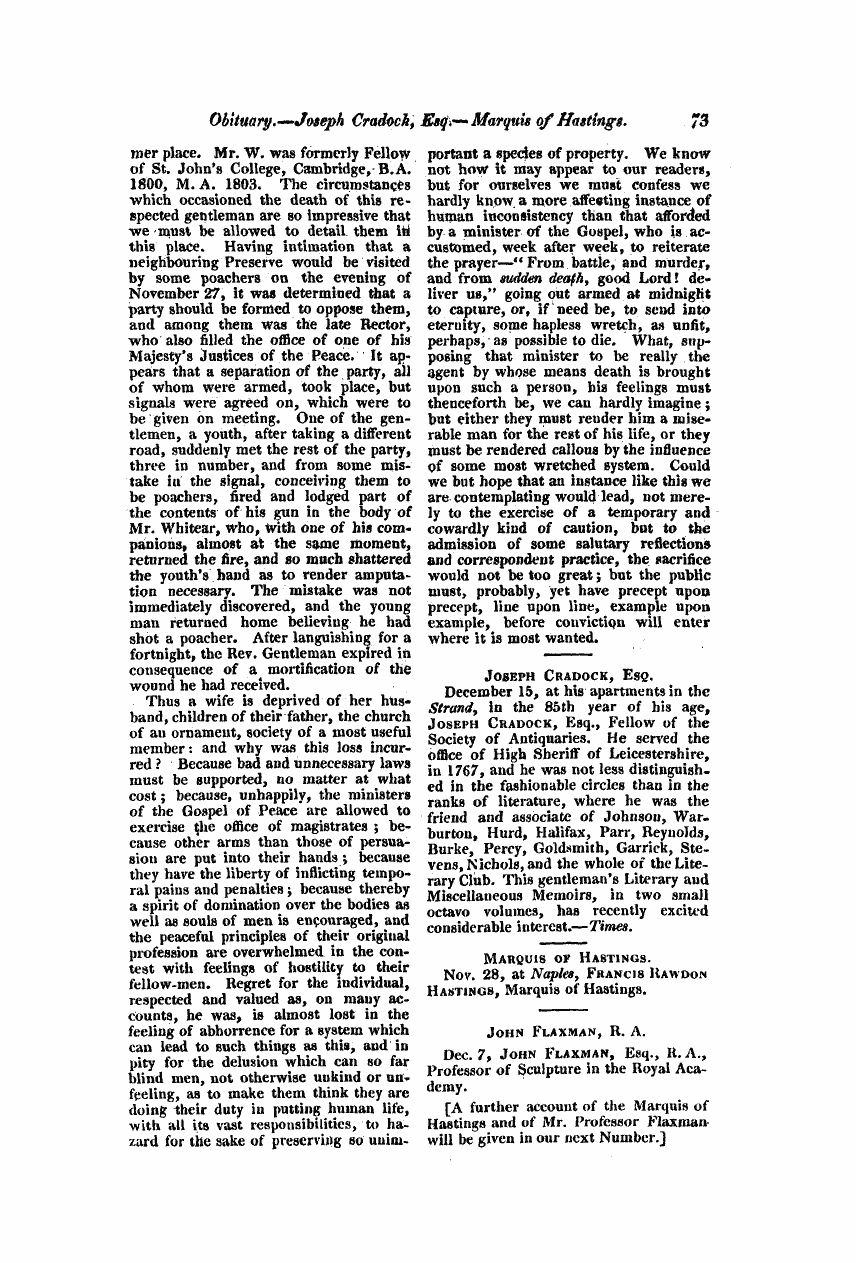 Monthly Repository (1806-1838) and Unitarian Chronicle (1832-1833): F Y, 1st edition: 73