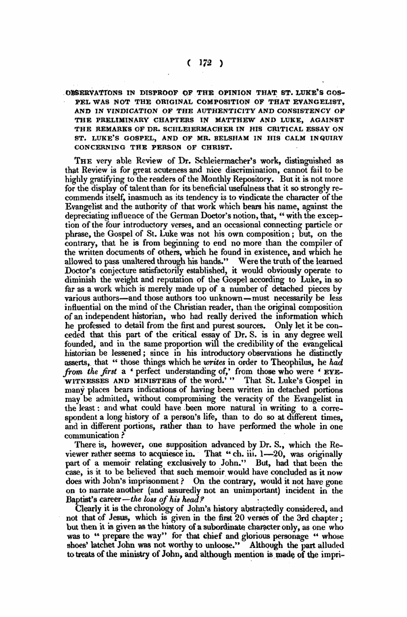 Monthly Repository (1806-1838) and Unitarian Chronicle (1832-1833): F Y, 1st edition: 12