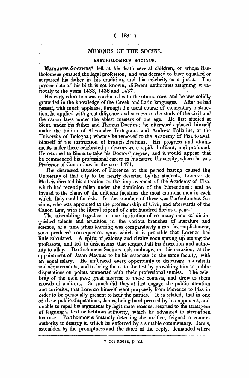 Monthly Repository (1806-1838) and Unitarian Chronicle (1832-1833): F Y, 1st edition - Untitled Article