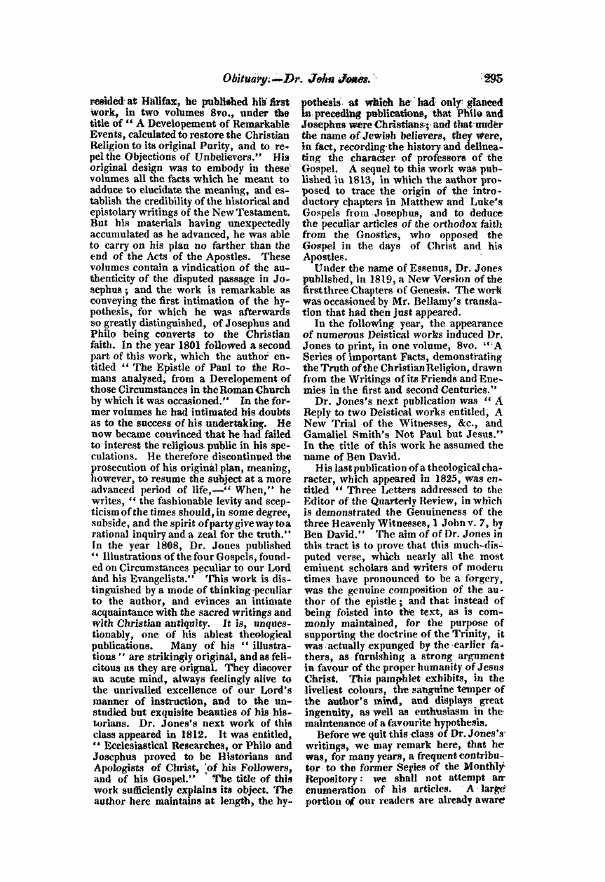 Monthly Repository (1806-1838) and Unitarian Chronicle (1832-1833): F Y, 1st edition - Untitled Article