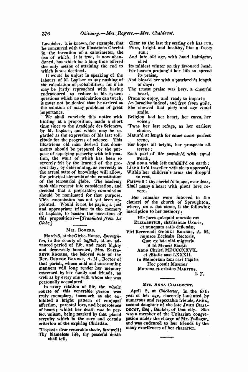 Monthly Repository (1806-1838) and Unitarian Chronicle (1832-1833): F Y, 1st edition - Untitled Article