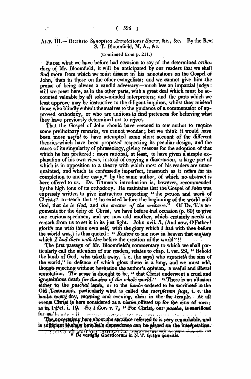 Monthly Repository (1806-1838) and Unitarian Chronicle (1832-1833): F Y, 1st edition - Untitled Article