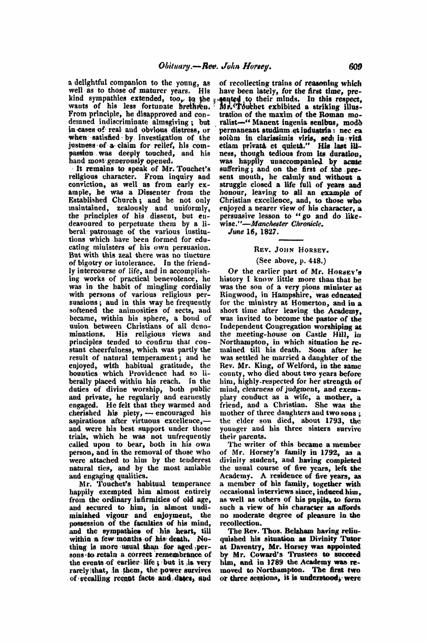 Monthly Repository (1806-1838) and Unitarian Chronicle (1832-1833): F Y, 1st edition - Untitled Article