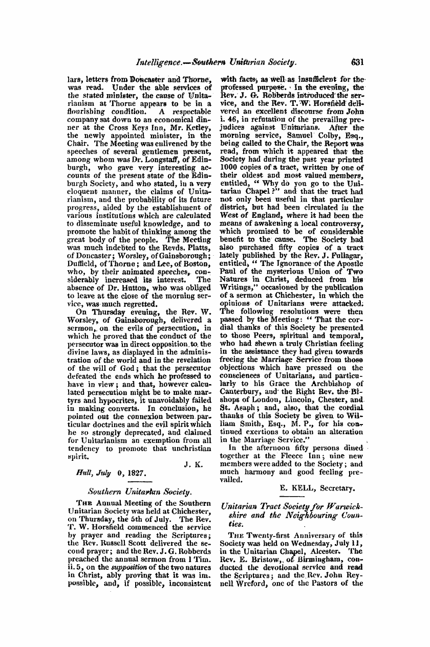 Monthly Repository (1806-1838) and Unitarian Chronicle (1832-1833): F Y, 1st edition - Untitled Article