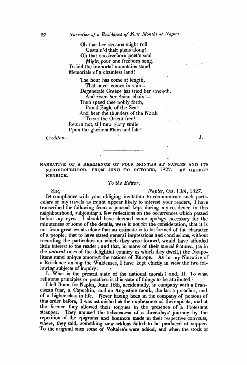 Monthly Repository (1806-1838) and Unitarian Chronicle (1832-1833): F Y, 1st edition: 22